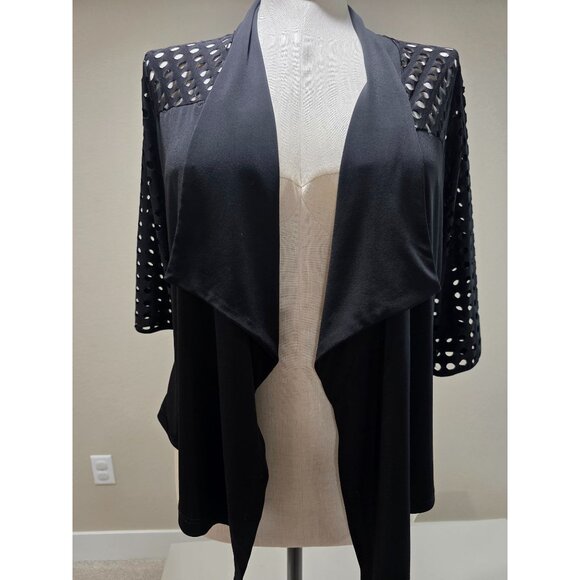 Clara Sunwoo Black Open Front Cardigan With Laser Cut Sleeves & Back Panel Women - Picture 3 of 8